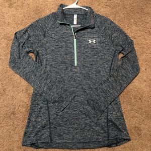 Grey Under Armour jacket with teal zipper